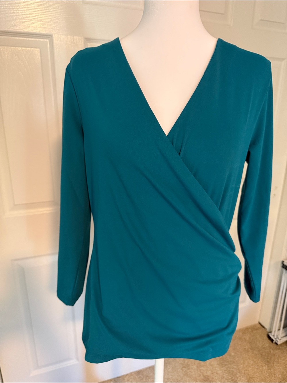 Ann Taylor Teal Surplice Wrap Top